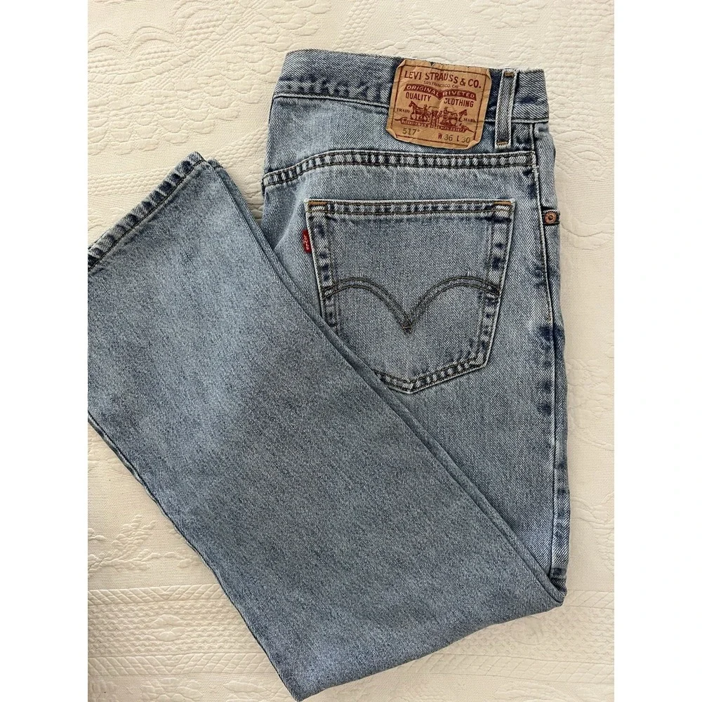 Levis 517 Boot Cut Jeans Mens 36x30 (FITS 34x30)Cotton FADED Heritage